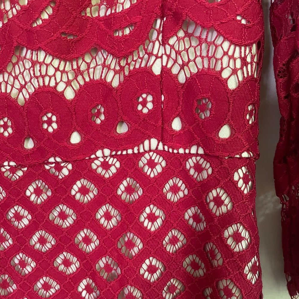 Danny & Nicole Beautiful Red Lace Dress Size 12P - Picture 3 of 7